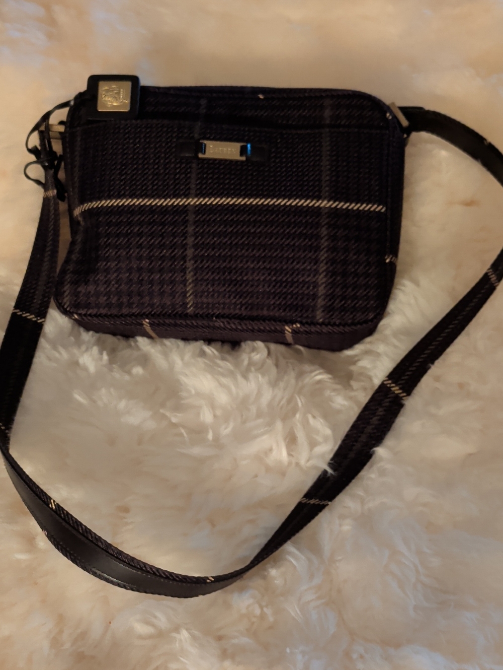 LRL Brown/Black Plaid Crossbody Bag